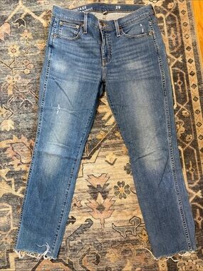 Mid-Rise Cropped Straight Jeans in Faded Blue - J. Crew